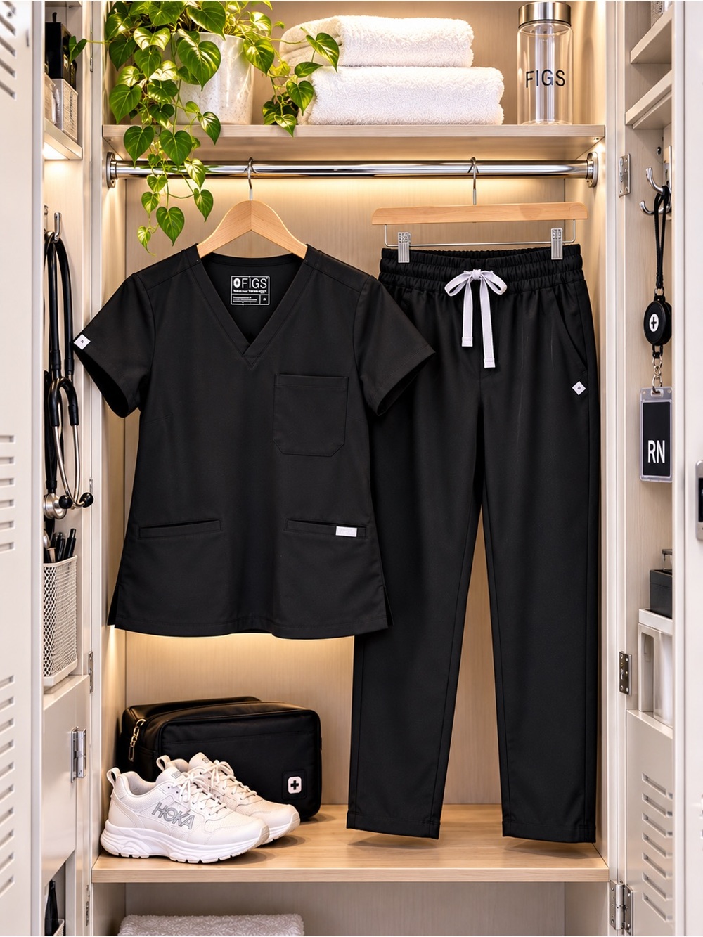 FIGS Black Isabel Wide Leg Scrub Set Medium Casma Top Matching Set - Excellent!